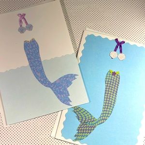 Set of 2 mermaid greeting cards